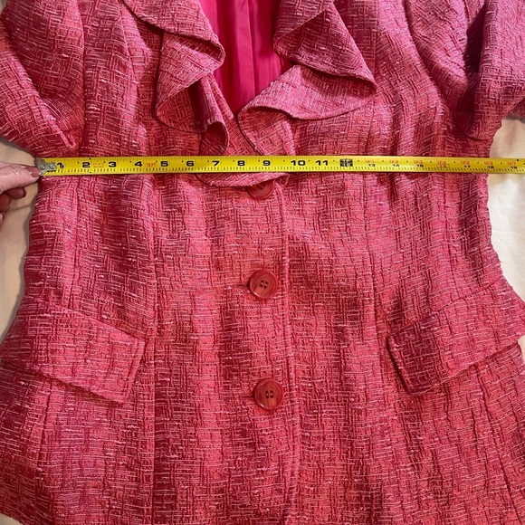 Lafayette 148 NY Jacket Pink Ruffle Lapel Blazer Size 12 - Picture 4 of 11